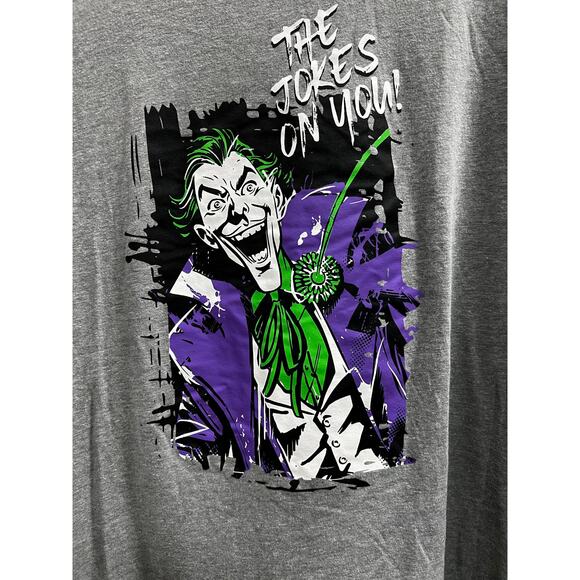THE JOKER BATMAN DC COMICS gray The Jokes On You men’s tee sz XL - Picture 4 of 4